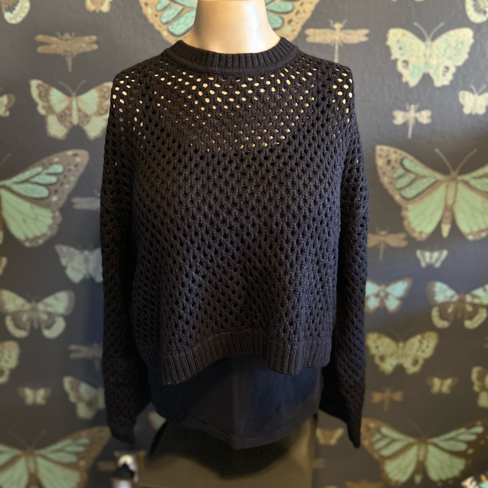 Goth Punk Black Knit “mesh” Women's Sweater Cropped